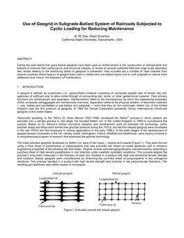 Use of Geogrids in Railroad Beds and Ballast Construction