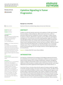 Cytokine Signaling in Tumor Progression