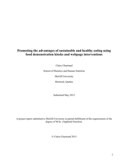 Promoting the Advantages of Sustainable and Healthy Eating Using Food Demonstration Kiosks and Webpage Interventions