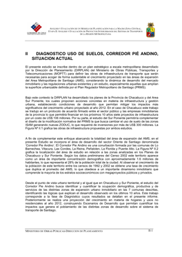 Ii Diagnostico Uso De Suelos, Corredor Pié Andino, Situacion Actual