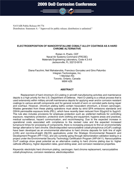 Electrodeposition of Nanocrystalline Cobalt Alloy Coatings As a Hard Chrome Alternative