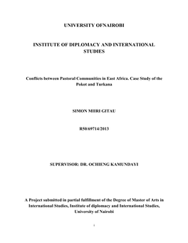 Conflicts Between Pastoral Communities in East Africa. Case Study of the Pokot and Turkana