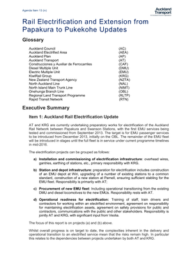 Rail Electrification and Extension from Papakura to Pukekohe Updates Glossary