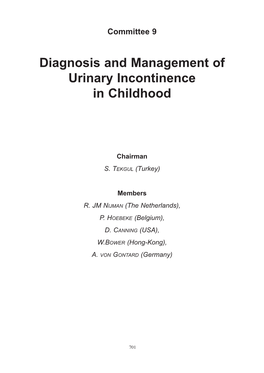 Diagnosis and Management of Urinary Incontinence in Childhood