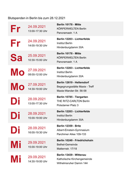 Dorf 27.09.2021 Begegnungsstätte Maxie - Treff 14:30-19:00 Uhr Mo Maxie-Wander-Str