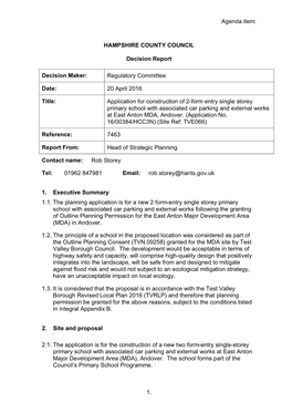 1. HAMPSHIRE COUNTY COUNCIL Decision Report Decision Maker