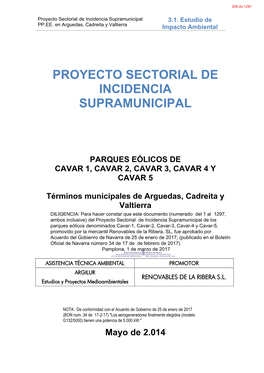 Proyecto Sectorial De Incidencia Supramunicipal 3.1