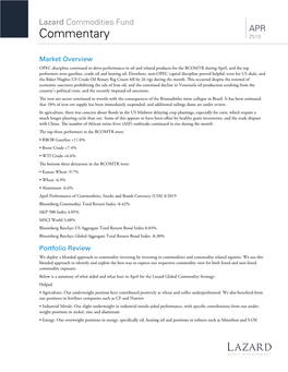 Lazard Commodities Fund Monthly