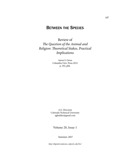 Review of the Question of the Animal and Religion: Theoretical Stakes, Practical Implications