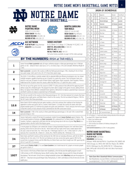 Notre Dame Men's Basketball Game Notes 1 2020-21 Schedule