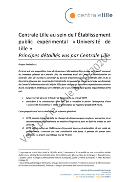 Centrale Lille Au Sein De L'établissement Public Expérimental