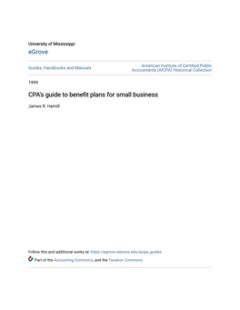 CPA's Guide to Benefit Plans for Small Business