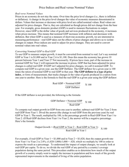 Price Indices and Real Versus Nominal Values