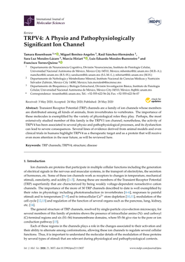 TRPV4: a Physio and Pathophysiologically Signiﬁcant Ion Channel