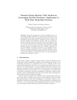 Towards Fixing Sketchy UML Models by Leveraging Textual Notations: Application to Real-Time Embedded Systems