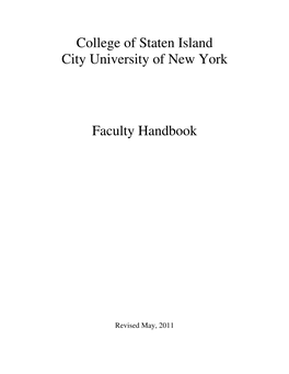 College of Staten Island City University of New York Faculty Handbook