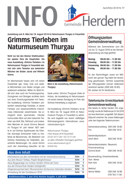 Grimms Tierleben Im Naturmuseum Thurgau