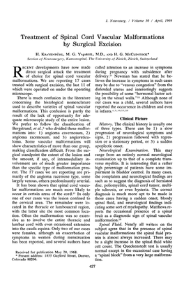 Treatment of Spinal Cord Vascular Malformations by Surgical Excision