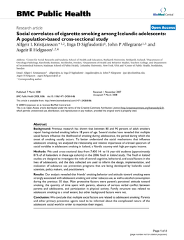 Social Correlates of Cigarette Smoking Among