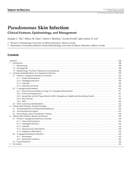 Pseudomonas Skin Infection Clinical Features, Epidemiology, and Management