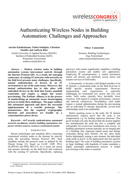 Authenticating Wireless Nodes in Building Automation: Challenges and Approaches