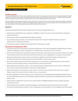 Symantec Backup Exec™ 2012 Sales Script