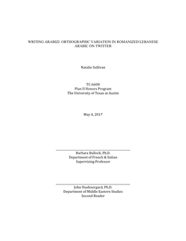 Writing Arabizi: Orthographic Variation in Romanized