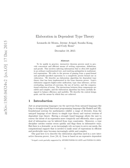 Elaboration in Dependent Type Theory