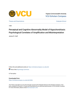 Perceptual and Cognitive Abnormality Model of Hypochondriasis: Psychological Correlates of Amplification and Misinterpretation