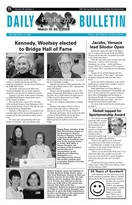Kennedy, Woolsey Elected to Bridge Hall of Fame