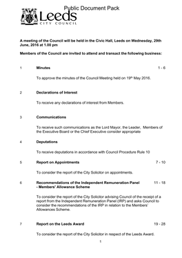 (Public Pack)Agenda Document for Council, 29/06/2016 13:00