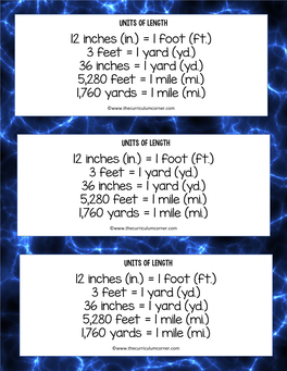 Yd.) 36 Inches = 1 Yard (Yd.) 5,280 Feet = 1 Mile (Mi.) 1,760 Yards = 1 Mile (Mi.)