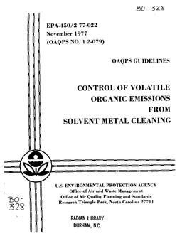 EPA 450/2-77-022 Control of Volatile Organic Emissions from Solvent Metal Cleaning