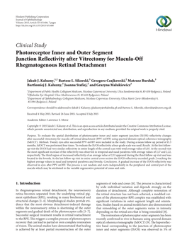 Clinical Study Photoreceptor Inner and Outer Segment Junction Reflectivity After Vitrectomy for Macula-Off Rhegmatogenous Retinal Detachment