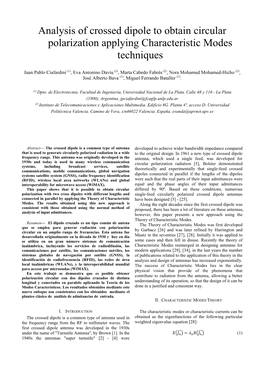 Analysis of Crossed Dipole to Obtain Circular Polarization Applying Characteristic Modes Techniques