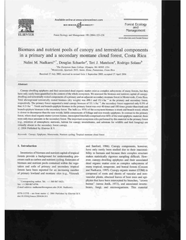 Biomass and Nutrient Pools of Canopy and Terrestrial Components in a Primary and a Secondary Montane Cloud Forest, Costa Rica Nallini M