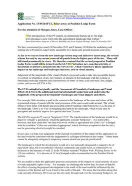 Application No. 13/05244/FUL, Solar Array at Poulshot Lodge Farm