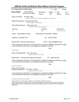 Lynbrook High School: Application for the 2008 No Child Left Behind-Blue