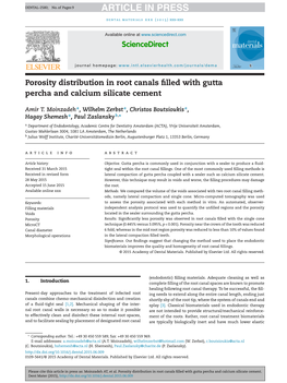 Porosity Distribution in Root Canals Filled with Gutta Percha and Calcium