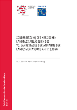 Sondersitzung Des Hessischen Landtags Anlässlich Des 70