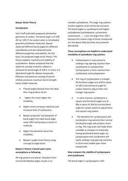 Baeyer Strain Theory Introduction Van't Hoff and Lebel Proposed