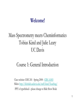 Cheminformatics and Mass Spectrometry Course