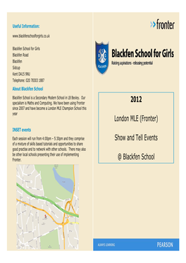 2012 London MLE (Fronter) Show and Tell Events @ Blackfen School