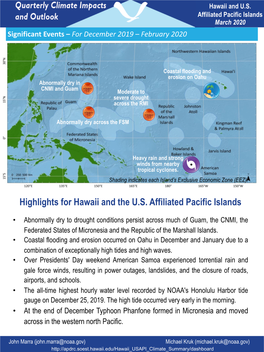 Quarterly Climate Impacts and Outlook Valid March 2020