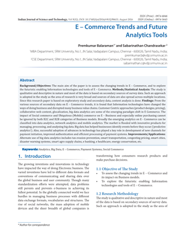 E – Commerce Trends and Future Analytics Tools