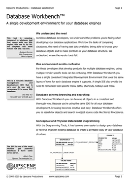 Database Workbench™ a Single Development Environment for Your Database Engines