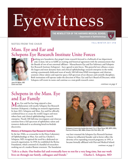 Mass. Eye and Ear and Schepens Eye Research Institute Unite Forces
