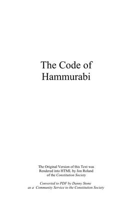 The Code of Hammurabi