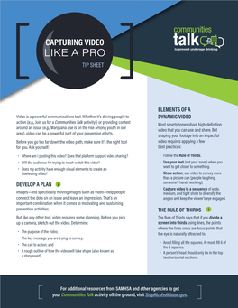 Capturing Video Like a Pro Tip Sheet