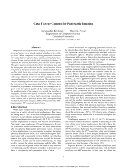 Cata-Fisheye Camera for Panoramic Imaging